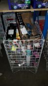 Contents Of cage - Mixed Lot To Include Battle tanks, Desktop LED Clockfan, Retro Mini Arcade...