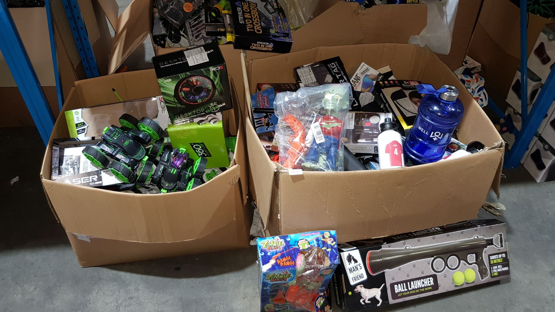 Contents Of 2 Boxes - Mixed Lot To Include 360 Spin Stunt Car, Zombie Blast, Ball Launcher & ...