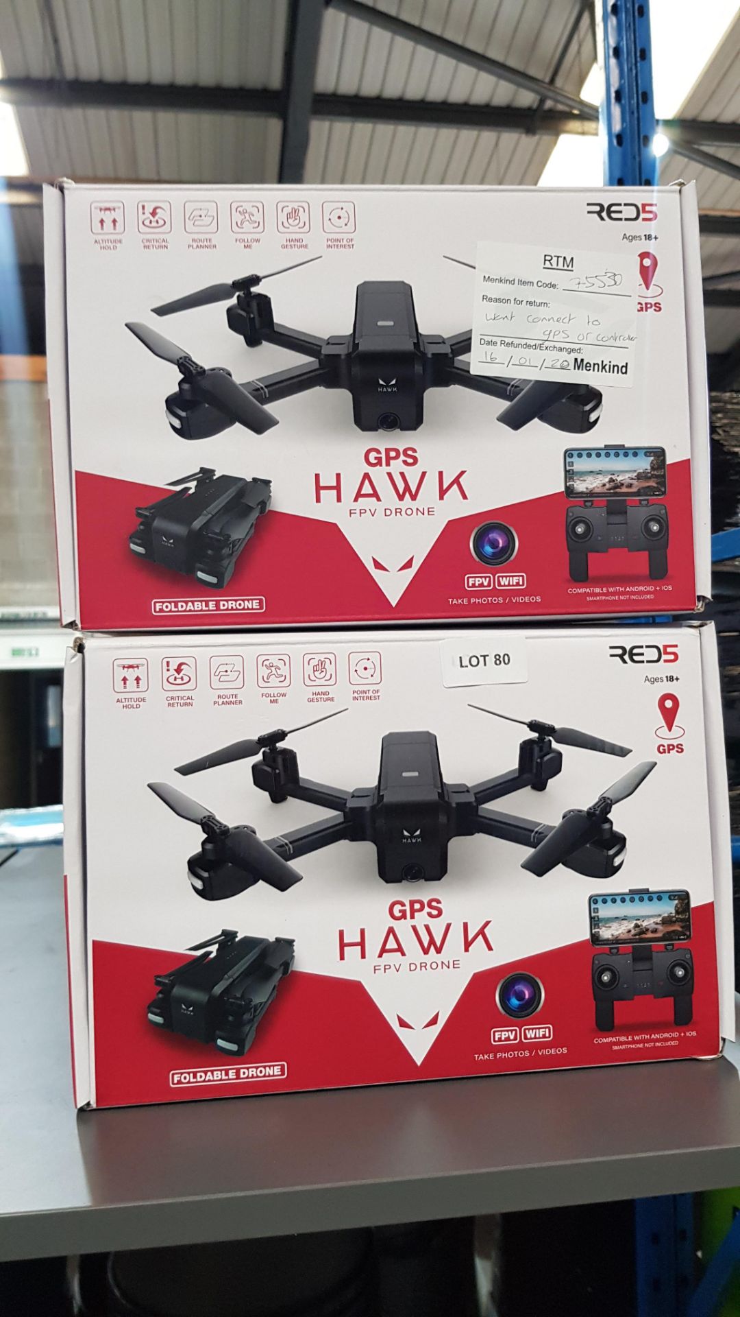 2 X Red 5 GPS Hawk FPV Drone