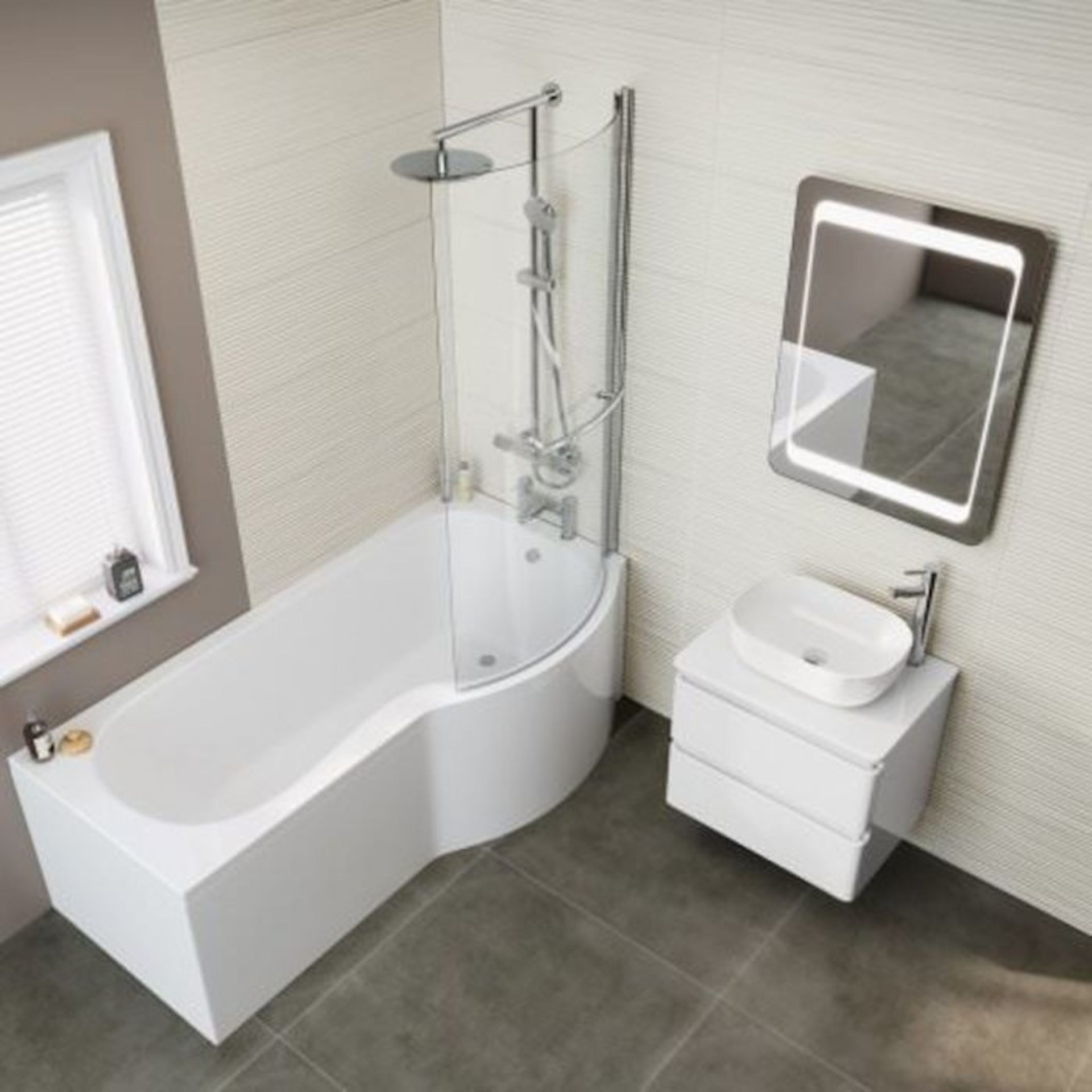 NEW (L47) 1700x850mm - P-Shaped Bath.. RRP £399.99. Ideal space saving solution for smaller b... - Image 3 of 3