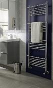 (UR53) 1500x500mm Solna Designer Towel Radiator Chrome. Bar-on-bar design that allows the towe...