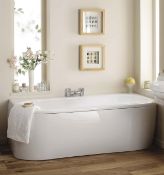NEW (N124) 1700x800mm White Modern Curved D -Shape Bath. RRP £432.99. Includes 2 tap holes. Fe...