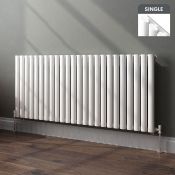 NEW (SA115) 635x1440mm Gloss White Single Panel Oval Tube Horizontal Radiator. RRP £331.99.Ma...