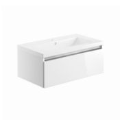 NEW (N73) Carino 800mm 1 Drawer Wall Hung Vanity Unit (No Top) - White Gloss. RRP £220.99. C...