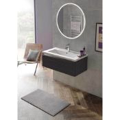 NEW (L98) Carino 600mm Pebble Grey 1 Drawer Wall Hung Vanity Unit Inc Basin. RRP £465.99. Full...