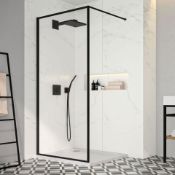 NEW (N10) 1200mm -8mm- Designer Black Framed Wetroom Panel. The framed beauty that is the Bla...