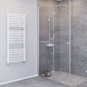 NEW (CR6) 1200x500mm CURVED D-BAR TOWEL RADIATOR WHITE. High quality powder-coated steel const...