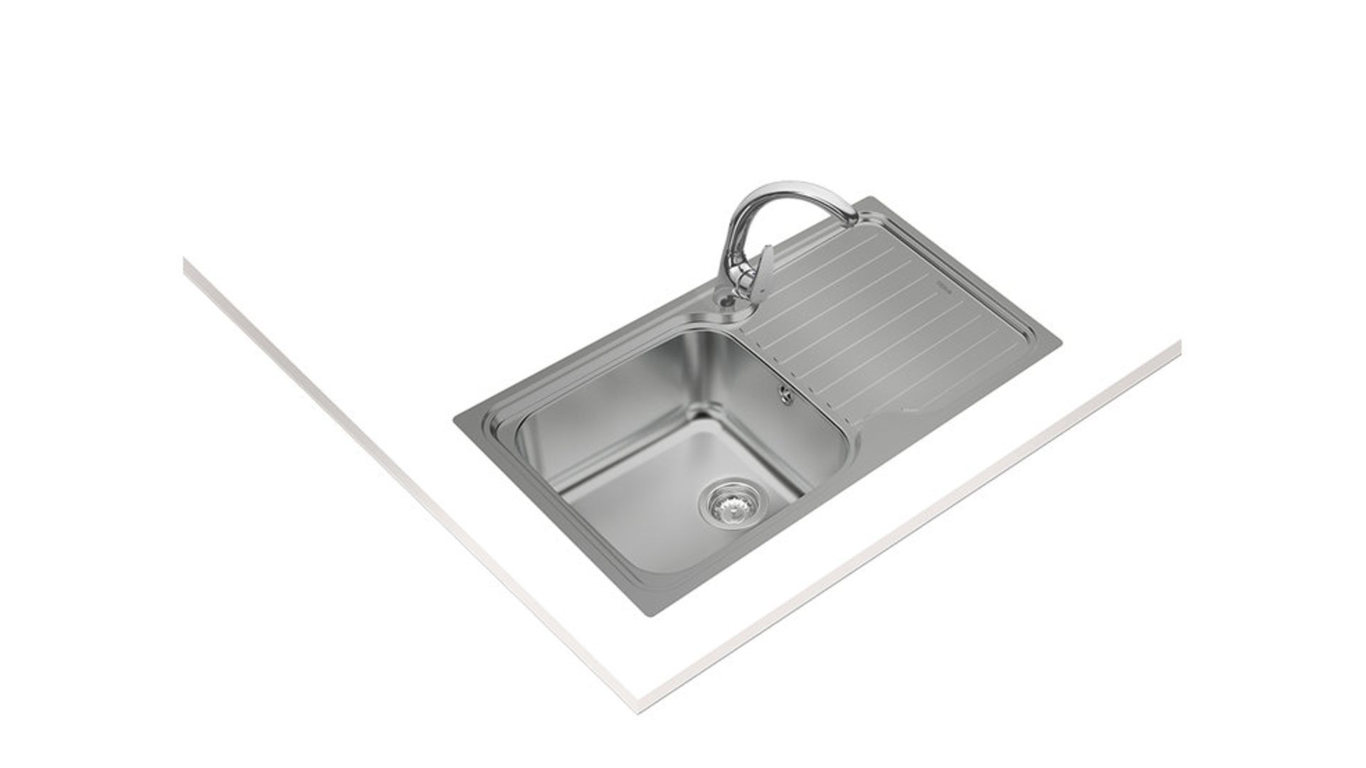 NEW (M163) Inset Stainless Steel Sink One bowl and One drainer Right Hand. Inset Sink, One bowl... - Image 2 of 2