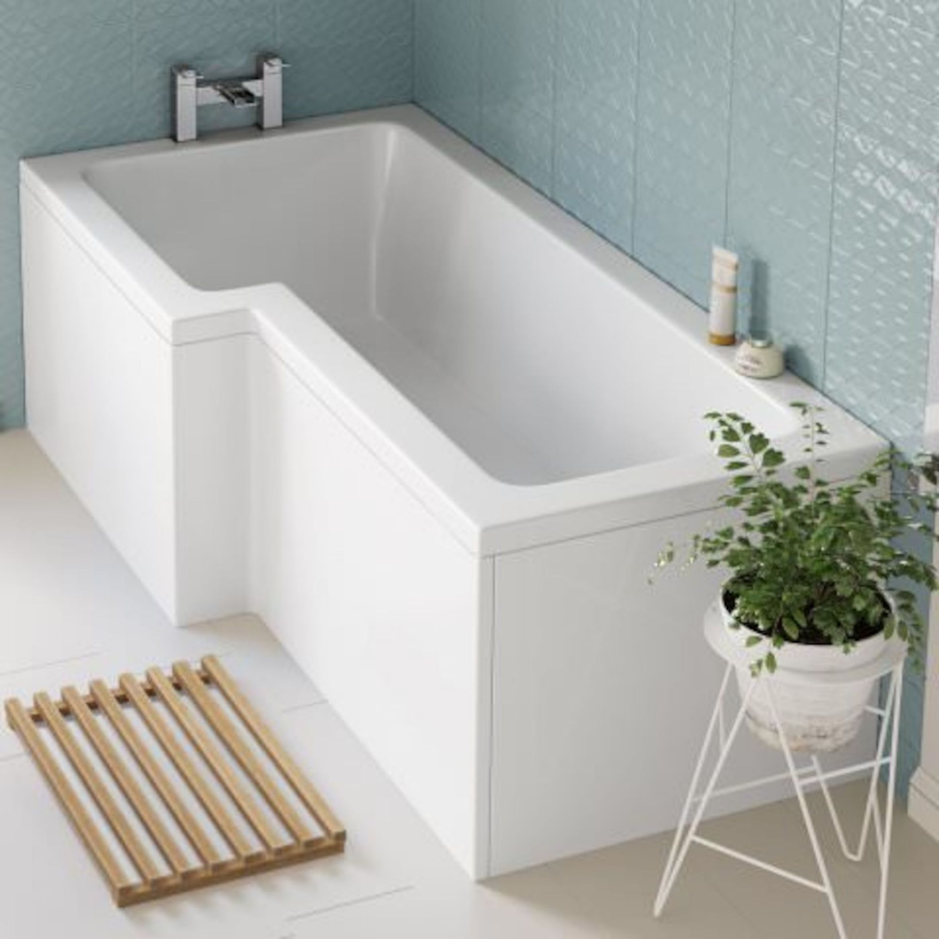 NEW (G106) 1700x850mm Left Hand L-Shaped Bath. Constructed from high quality acrylic Length: 1... - Image 2 of 3