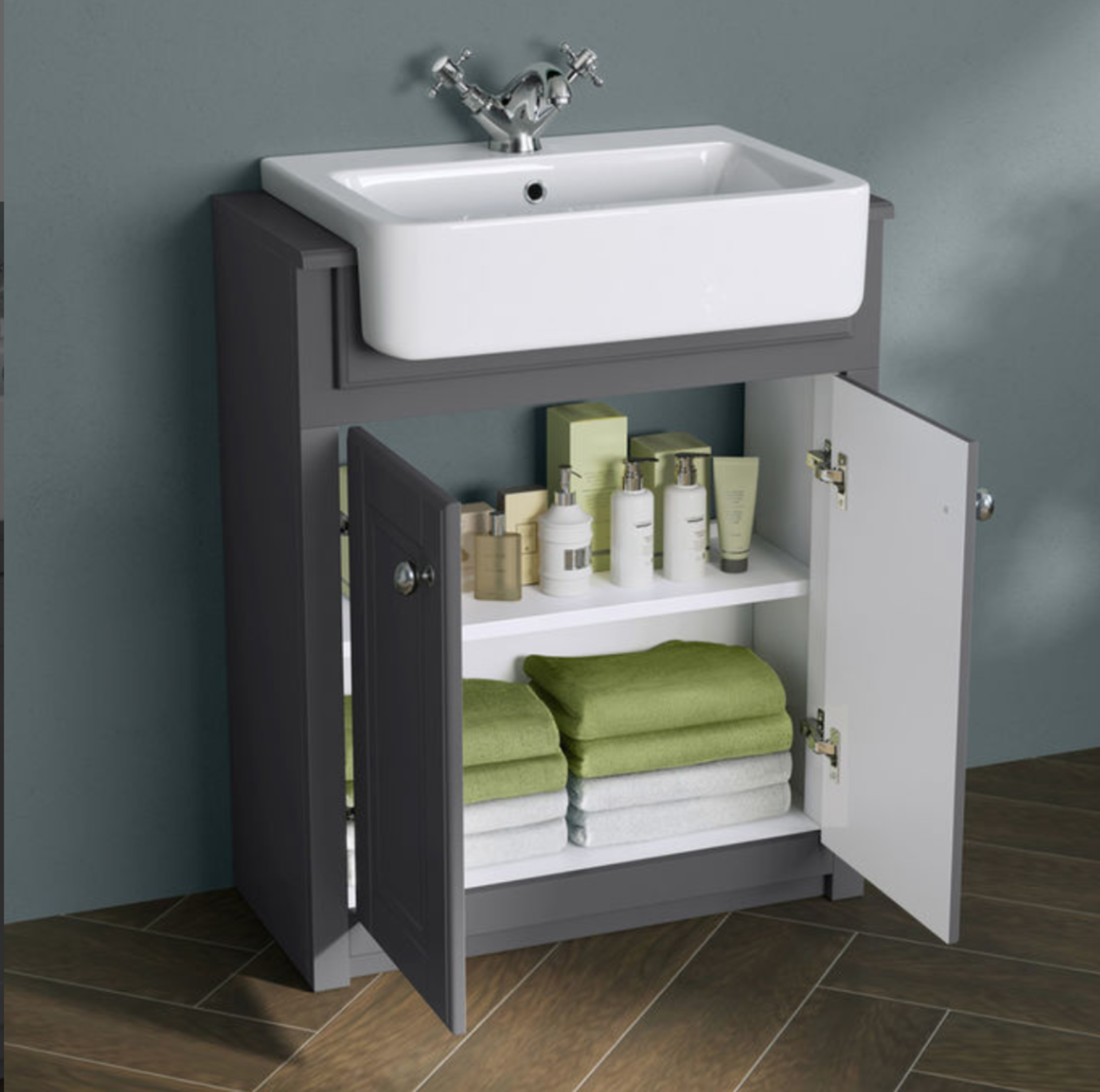 NEW & BOXED 667mm Midnight Grey FloorStanding Sink Vanity Unit. RRP £749.99.Comes complete wi... - Image 3 of 4
