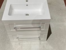 NEW (H111) 600mm Andagio Ash Grey/White Gloss Vanity Unit. RRP £549.99. Comes complete with ba...