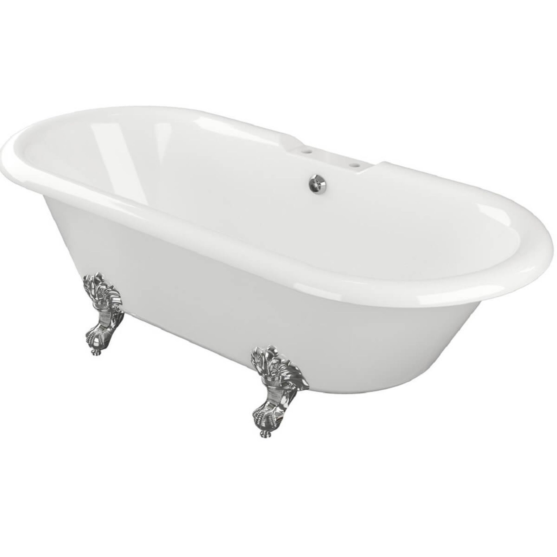 New 1690X740X620mm Richmond White Roller Top Freestanding Bath With Chrome Ball Feet. A Double... - Image 2 of 2