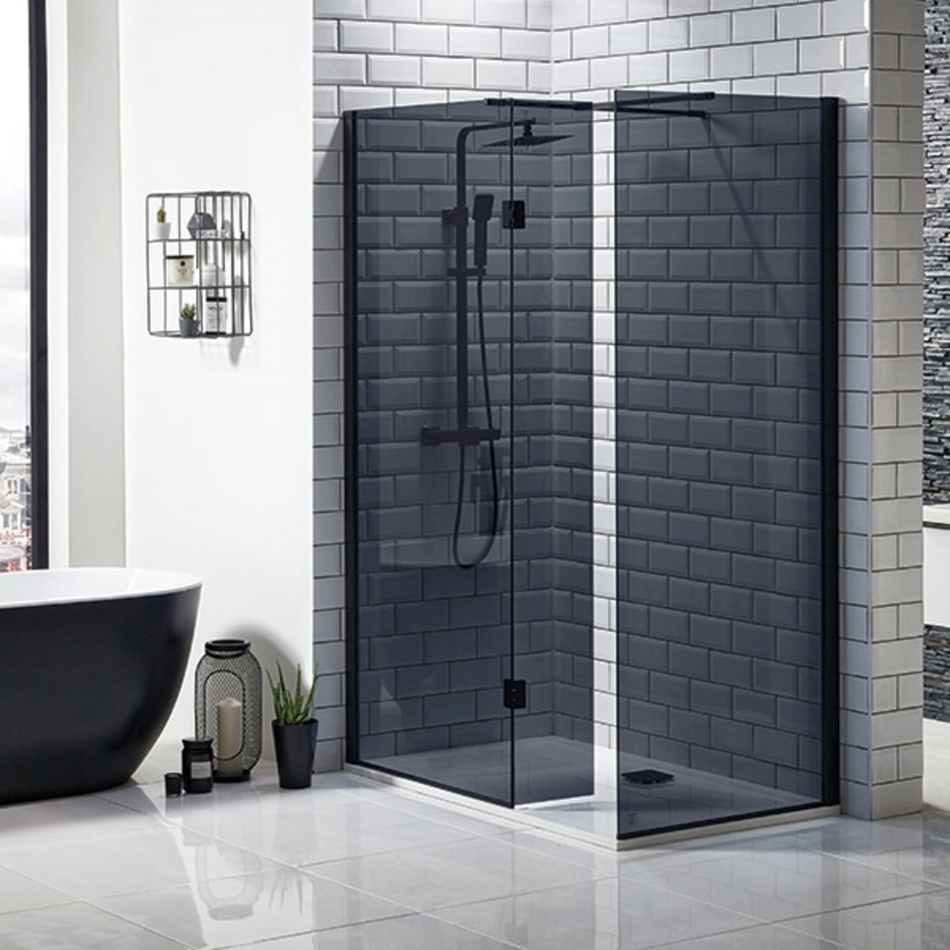 New (O37) S8 Mono Wetroom Panel 700mm With 275 Return. Rrp £380. 2000mm In Height 8mm Toughen...