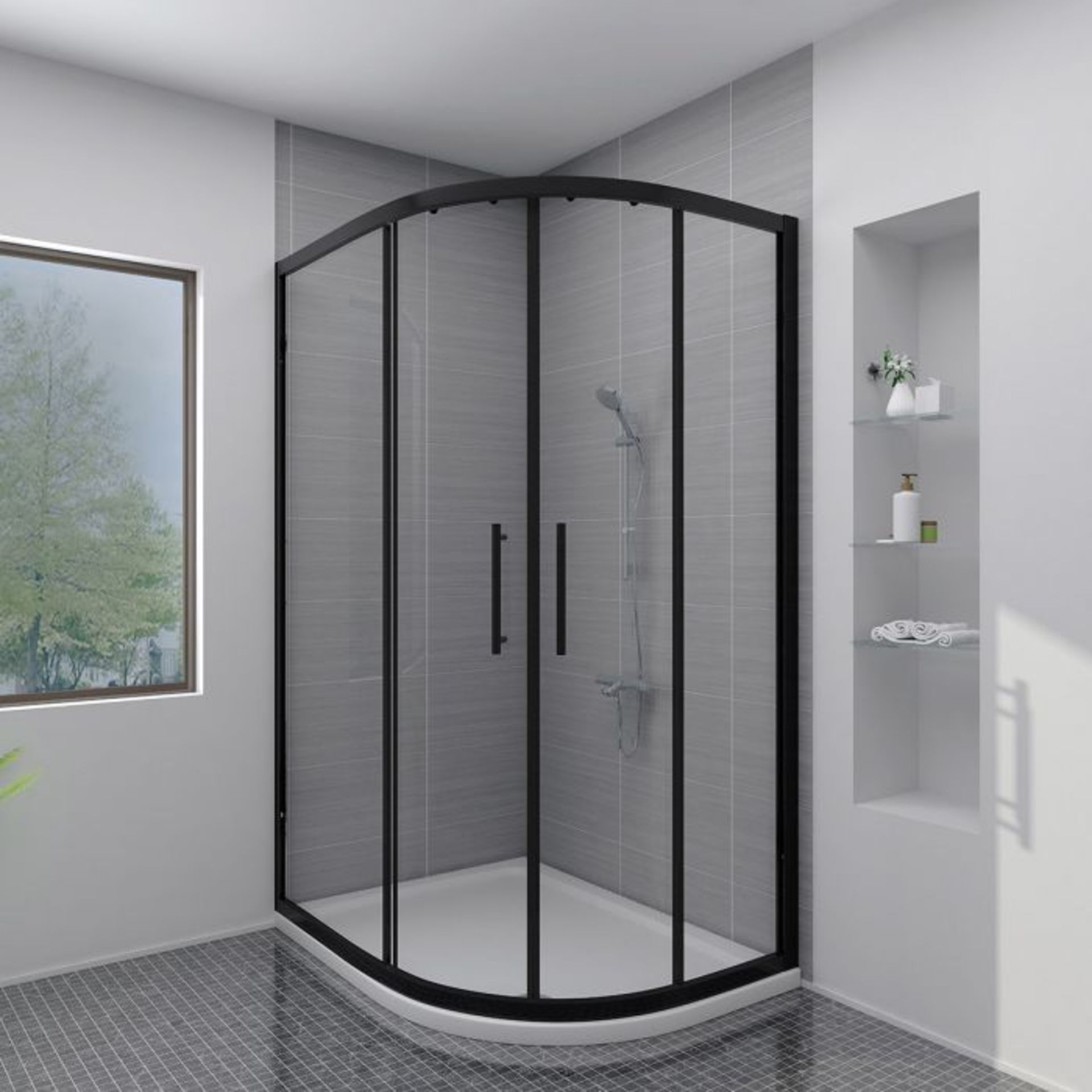 New (O36) 800X800mm Double Door Quadrant Black Enclosure. Rrp £335.20. 6mm Toughened Safety Gl... - Image 2 of 2