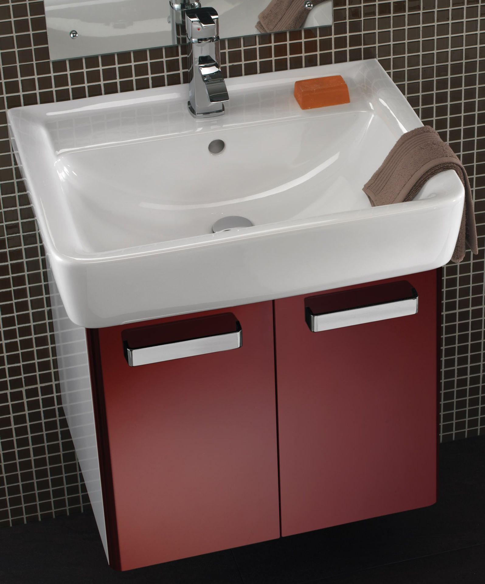 NEW Twyfords 600/650mm Red Vanity Unit. RRP £338.08. GL0100RD+3D4711WH. Comes complete with b... - Image 2 of 2