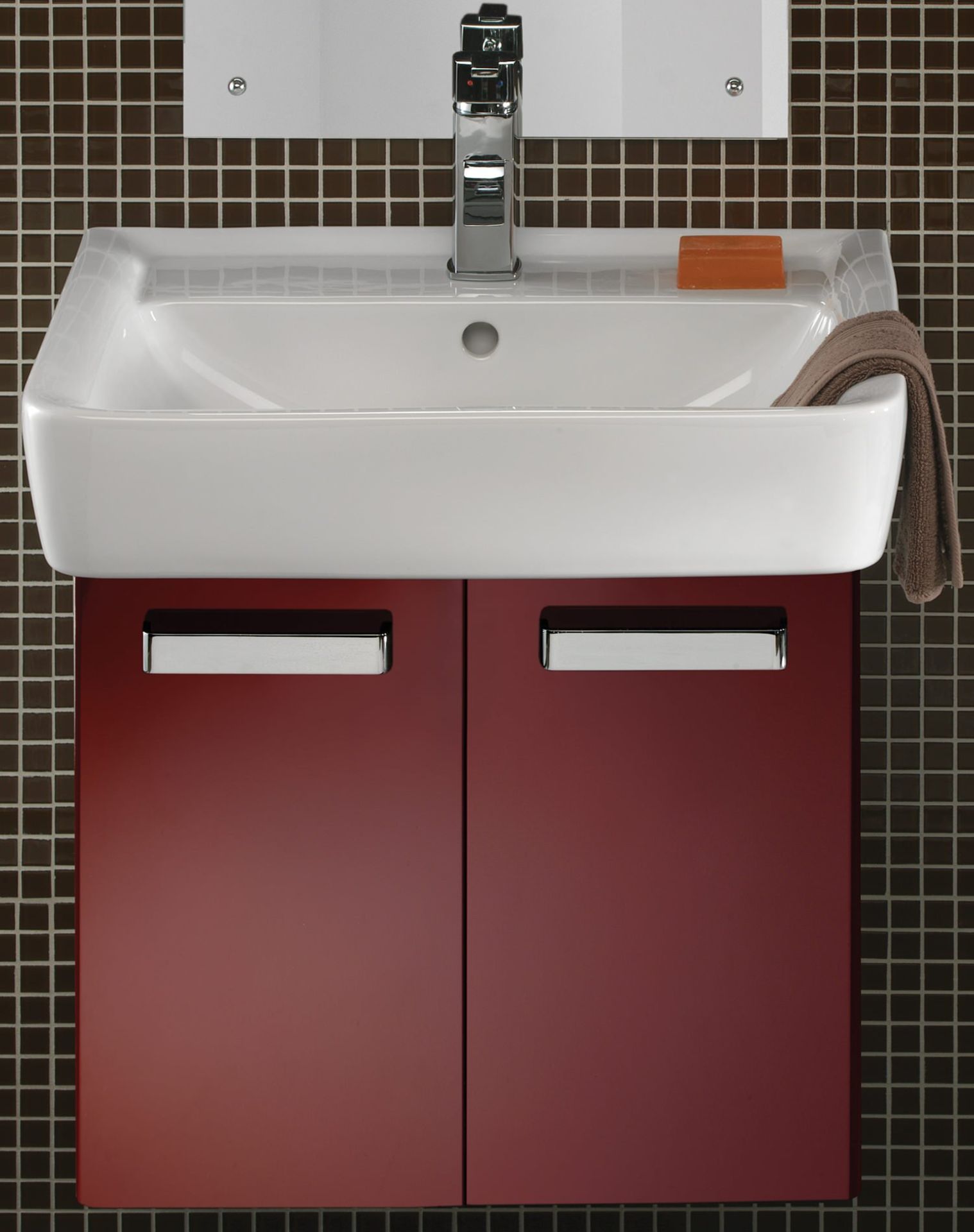 NEW Twyfords 600/650mm Red Vanity Unit. RRP £338.08. GL0100RD+3D4711WH. Comes complete with b...