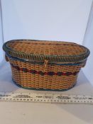 Small Wicker sewing Basket and contents