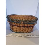 Small Wicker sewing Basket and contents