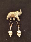 Vintage Brass Elephant and Elephant Earrings