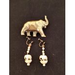 Vintage Brass Elephant and Elephant Earrings