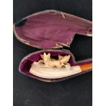 Antique Meerschaum Pipe with carved Foxes