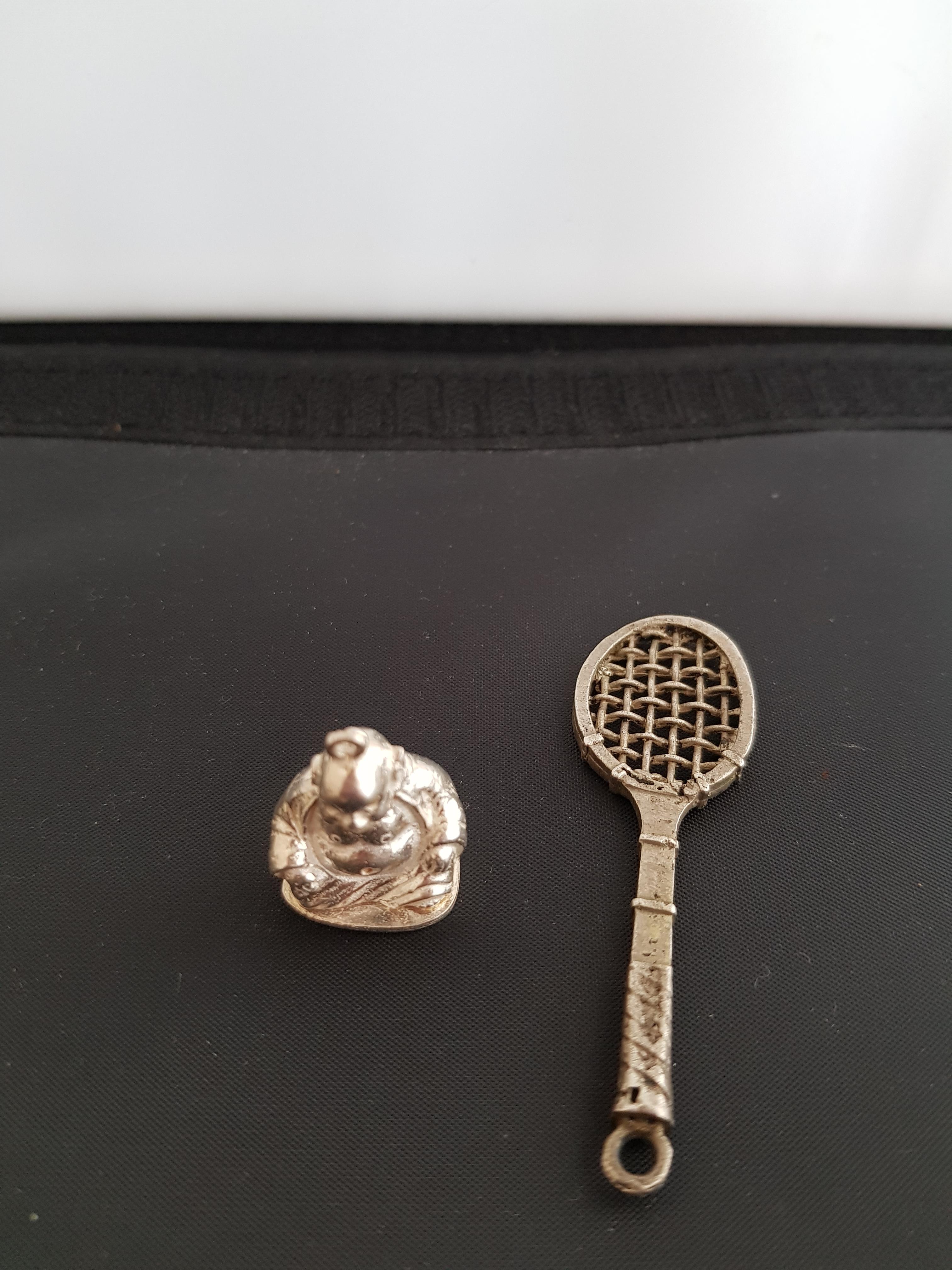 Silver Buddha and Tennis Racket Pendants - Image 3 of 3