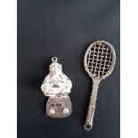 Silver Buddha and Tennis Racket Pendants