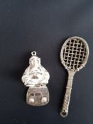 Silver Buddha and Tennis Racket Pendants