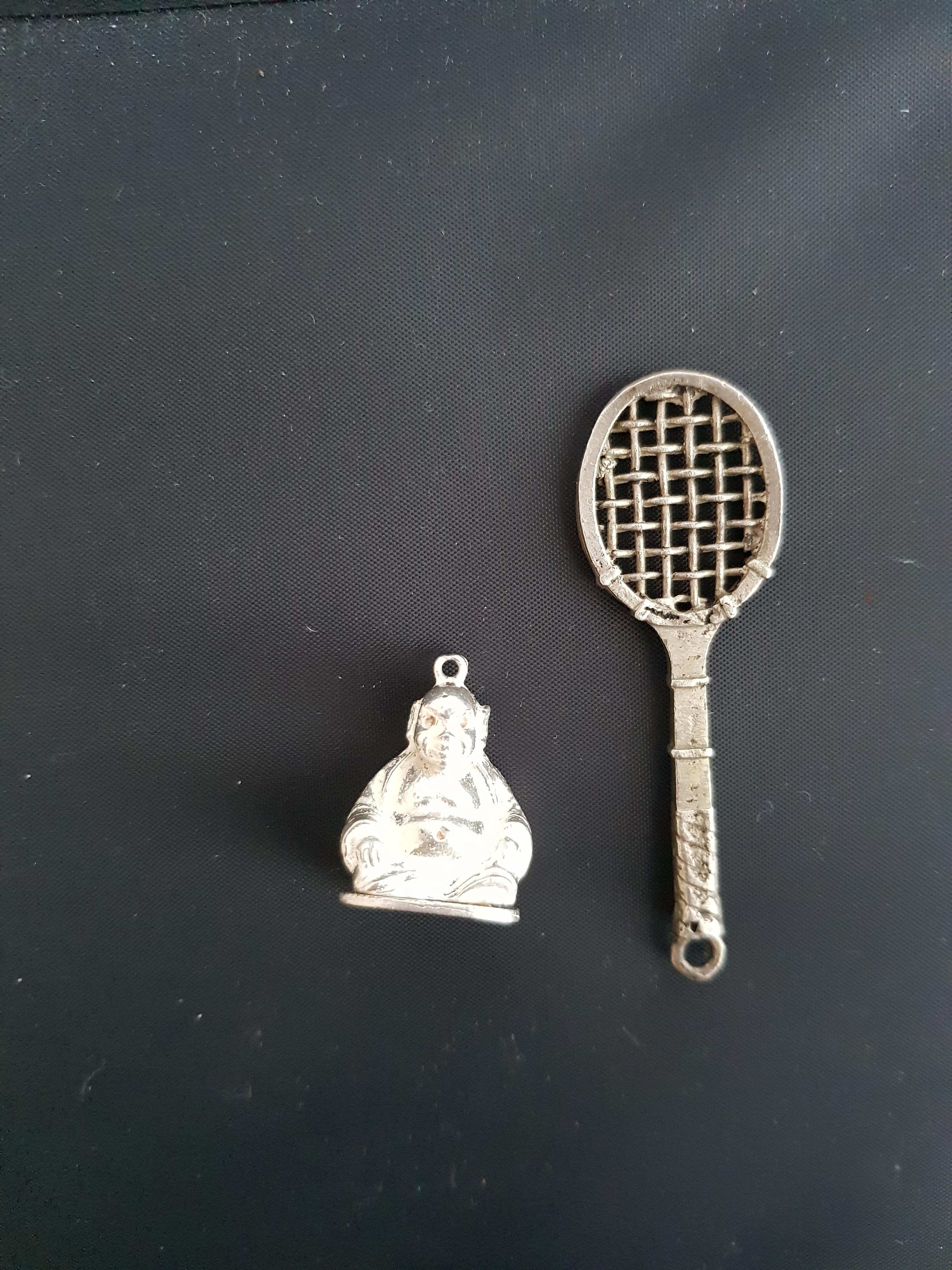 Silver Buddha and Tennis Racket Pendants - Image 2 of 3