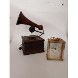 Carriage Clock and Gramaphone Box