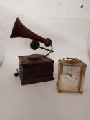 Carriage Clock and Gramaphone Box