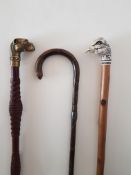 BullDog and Bird Handles Walking Sticks