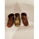 Vintage Brass Match Striker and Ceramic Shoes