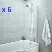 BS101 - 6 x Liberty P Shaped Curved Bath Shower Screens RRP £1500