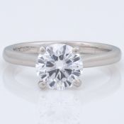 An exceptional quality platinum D-colour, 1.55ct, VVS2 clarity solitaire diamond ring