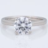 An exceptional quality platinum D-colour, 1.55ct, VVS2 clarity solitaire diamond ring