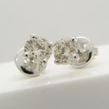 1.02 carat diamond studs in 18ct white gold, boxed