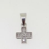 9ct (375) White Gold Diamond Cross Pendant