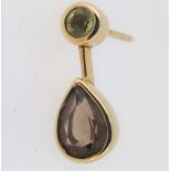 9ct (375) Yellow Gold Peridot & Smokey Quartz Drop Stud Earrings