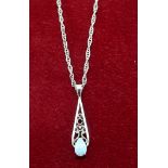 9ct (375) Yellow Gold Pear Shaped Opal Pendant on Prince of Wales Rope Chain Necklace (18")