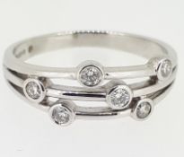 18ct (750) White Gold Three Strand Diamond Bubble Ring