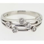 18ct (750) White Gold Three Strand Diamond Bubble Ring