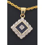 9ct (375) Yellow Gold Diamond & Sapphire Pendant