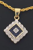 9ct (375) Yellow Gold Diamond & Sapphire Pendant