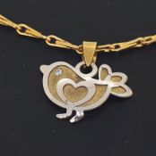 9ct (375) Yellow & White Gold Bird Pendant