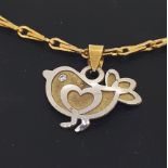 9ct (375) Yellow & White Gold Bird Pendant