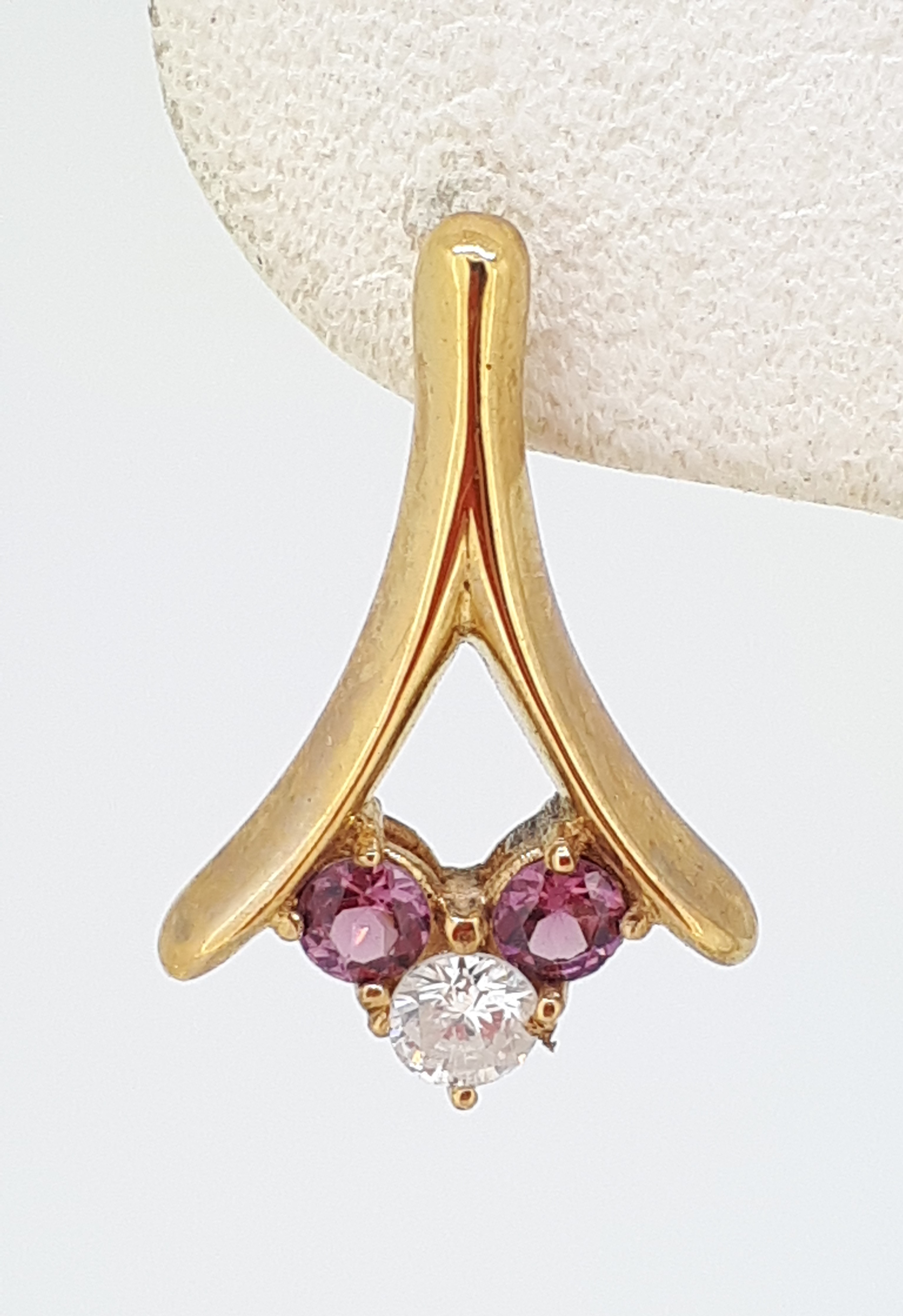 HANDMADE 9ct (375) Yellow Gold Diamond & Rhodolite Garnet Stud Earrings