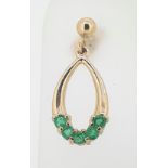 9ct (375) Yellow Gold Drop Stud Emerald Earrings