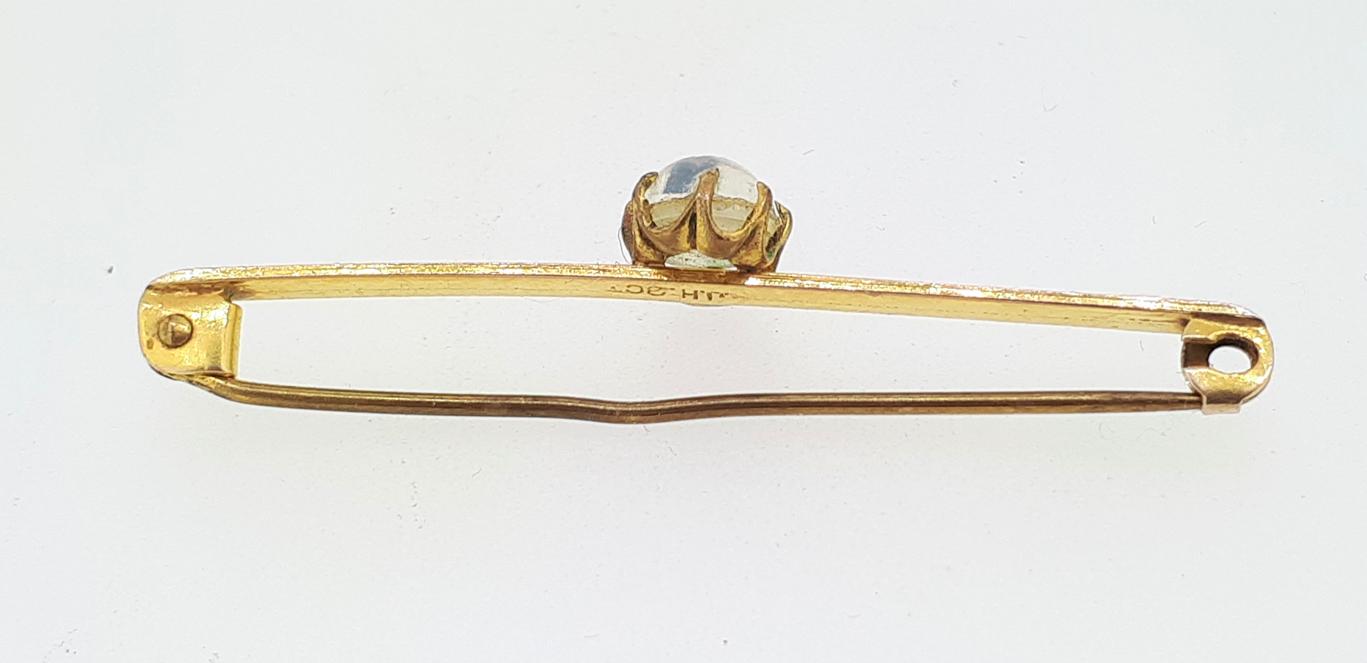 Vintage 9ct Yellow Gold Oval Stone Brooch - Image 4 of 6