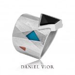 RRP £230 - DANIEL VIOR 925 Silver META-FAZ Wide Enamel Ring
